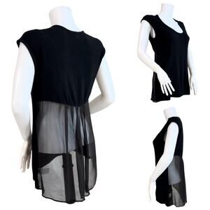 Red Haute Black Sheer Back Panel Cap Sleeve Tunic Top SZ M $89